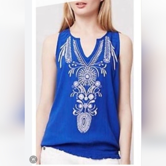 Anthropologie Lilka embroidered sleeveless blouse size Small - Picture 1 of 7